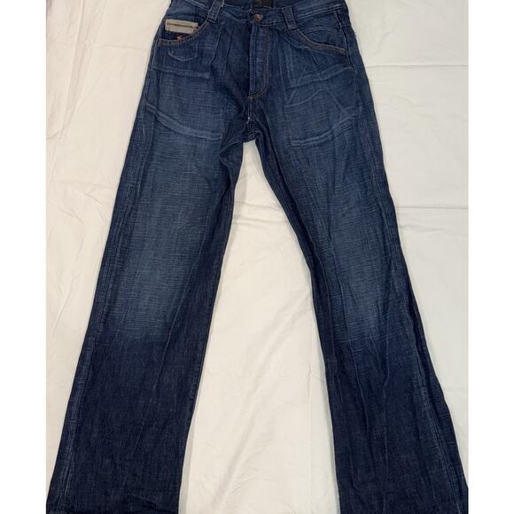 Energie Sixty Italy Y2k Button Straight Jeans Mens 32x32 Blue Denim Distressed - Picture 1 of 11